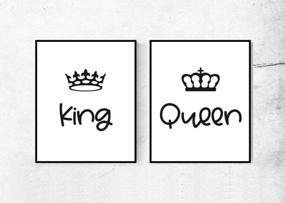 King And Queen Prints Wall Art Couples Gift Printable Art Etsy