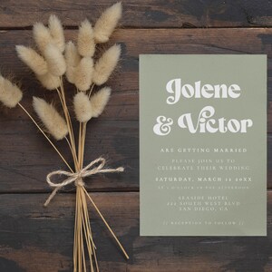 Sage green wedding invitation, Editable template, Olive green wedding invite, Printable invite Corliss image 4