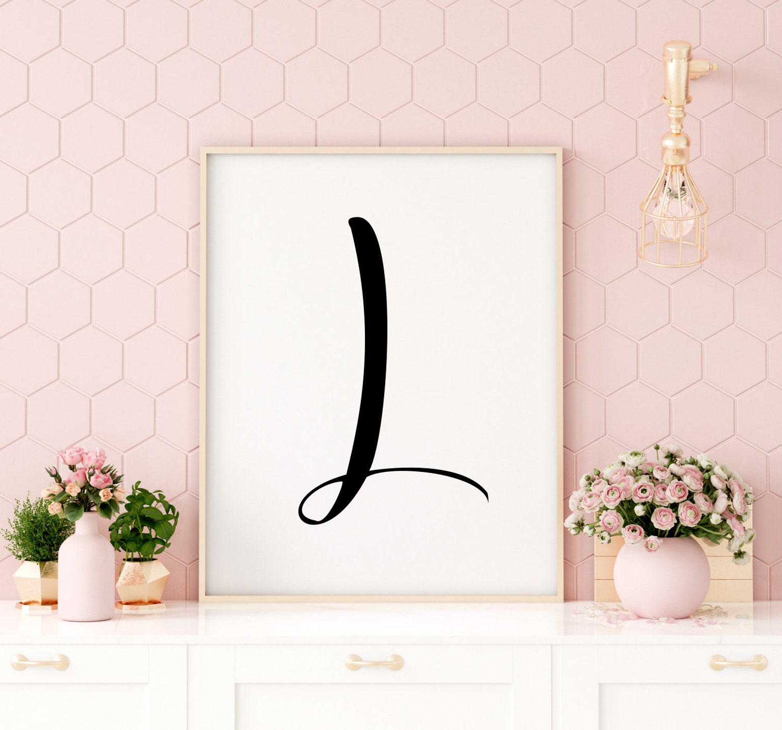 Letter L PRINTABLE Wall Art Nursery Decor Monogram Poster Etsy