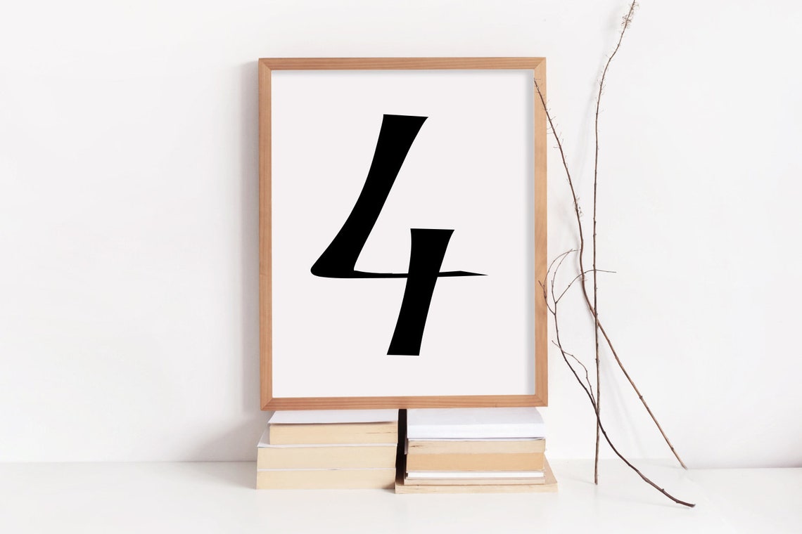 Number 4 PRINTABLE wall art Printable numbers Numbers wall | Etsy