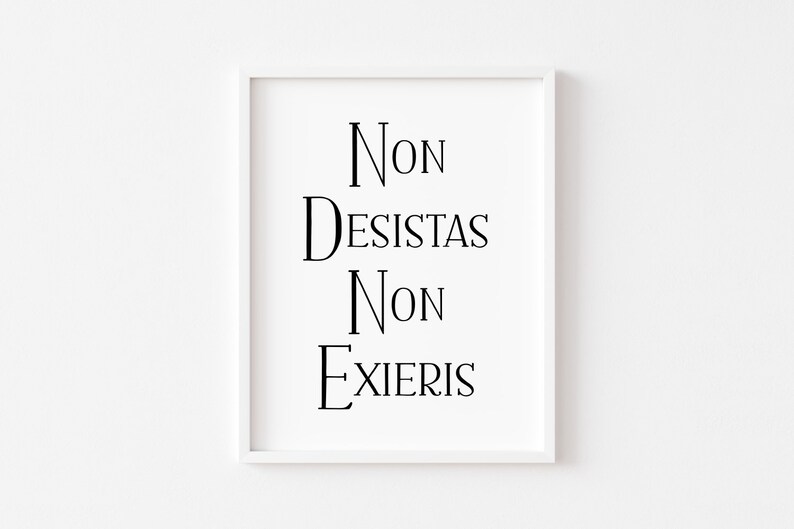 Non desistas non exieris citation latine IMTABLE Ne jamais Etsy