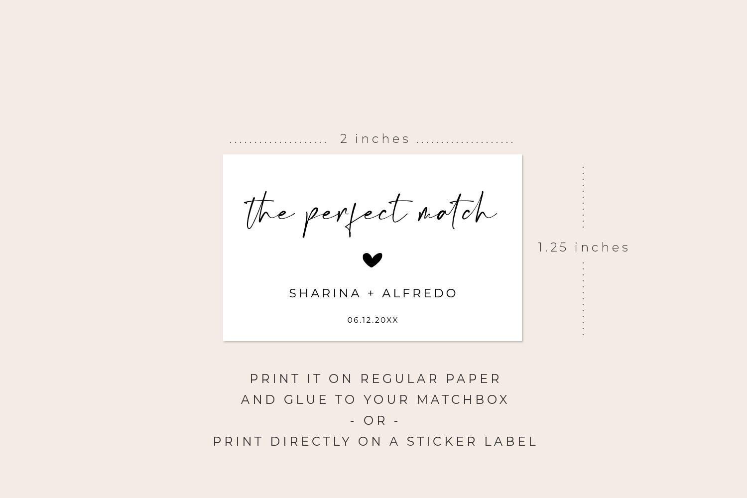 The Perfect Match, Matchbox Sticker Template, Wedding Favors Match Box ...