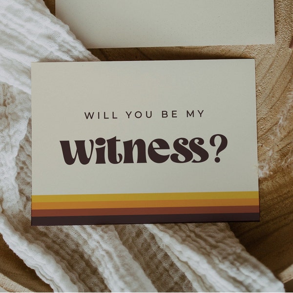 Will You Be Our Witness, Retro Groovy Proposal Template, Witness Proposal, Witness Request, Printable Card - Esme