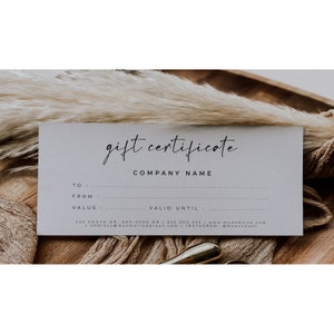 Modèle de chèque-cadeau, Chèque-cadeau, Modèle modifiable, Modèle de coupon pour petite entreprise, Carte-cadeau imprimable