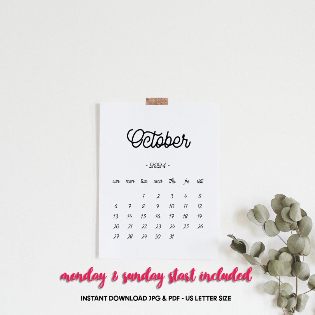 Printable calendar sale october 2020