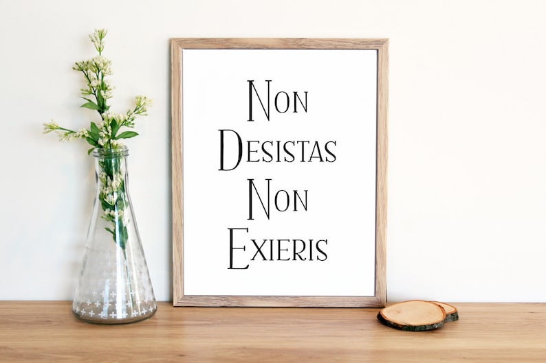 Non desistas non exieris citation latine IMTABLE Ne jamais Etsy