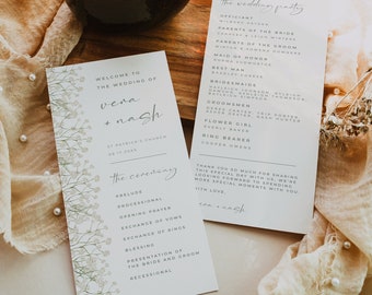 Gypsophila Baby's Breath Program Template for Wedding Ceremony, LOTTI