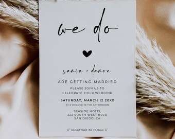 We Do Wedding Invitation, Modern Minimalist Editable Template, ALFREDA