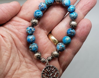 Blue and silver bracelet