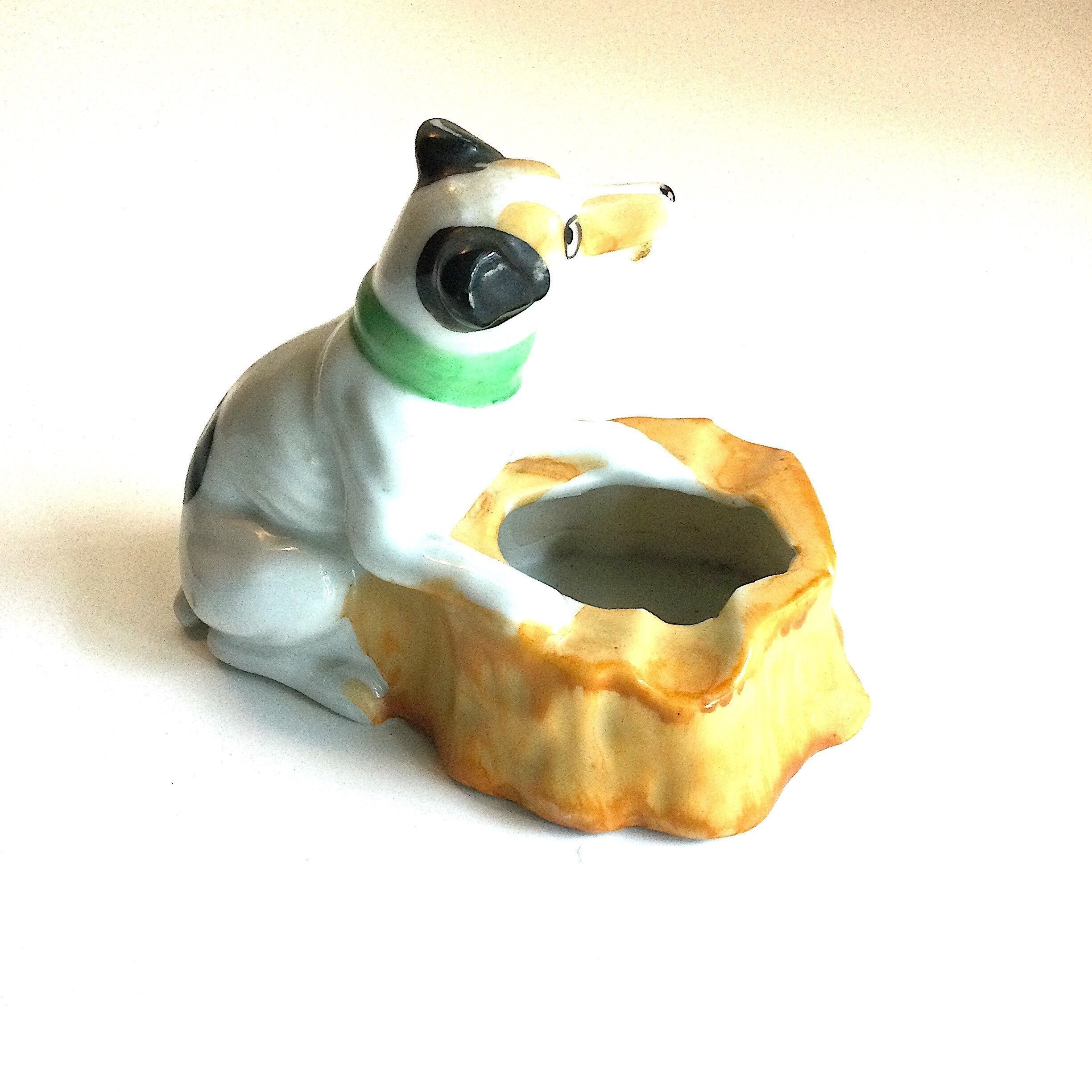 Little Ceramic Dog Ashtray / Little Dog Ashtray Made in Japan / Dog