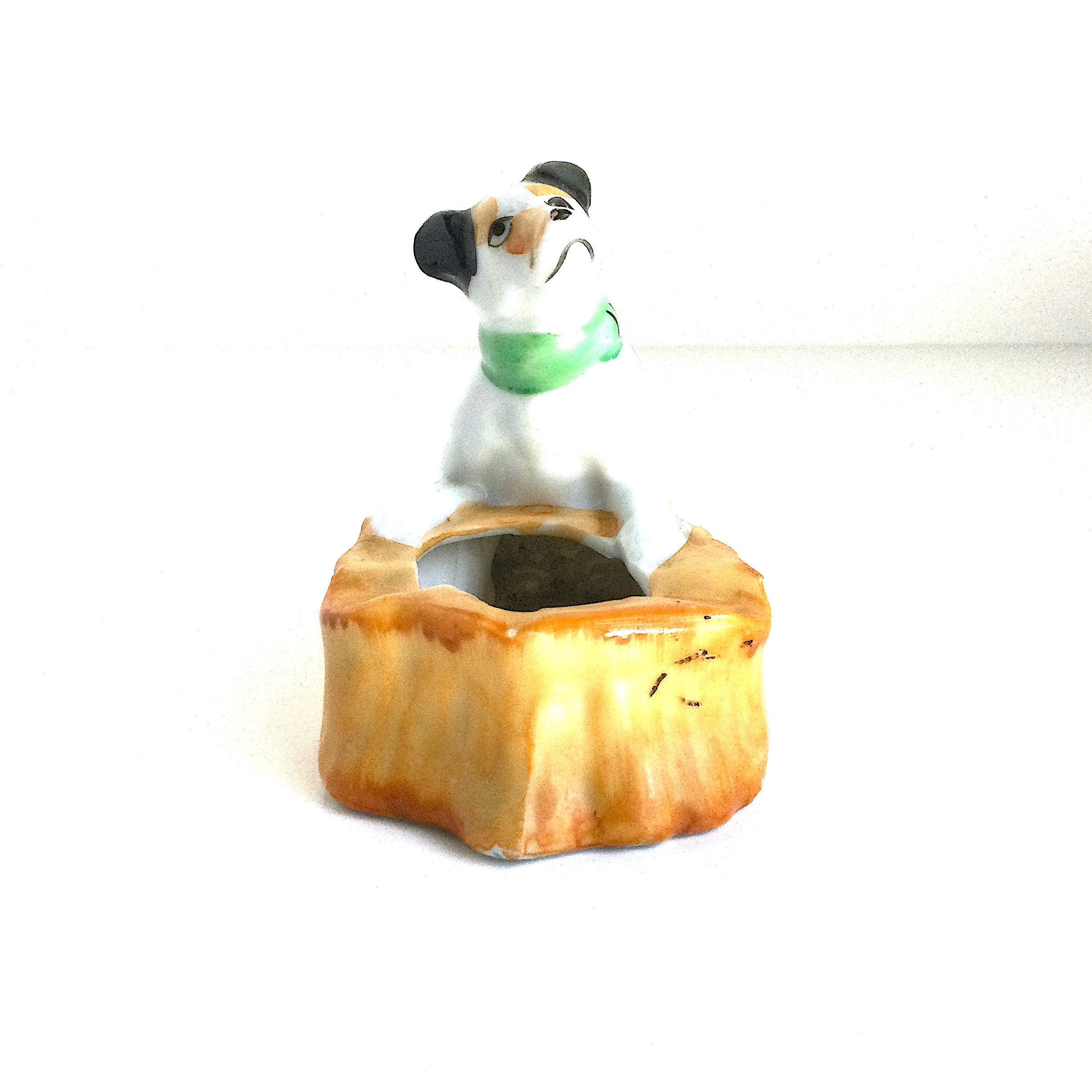 Little Ceramic Dog Ashtray / Little Dog Ashtray Made in Japan / Dog