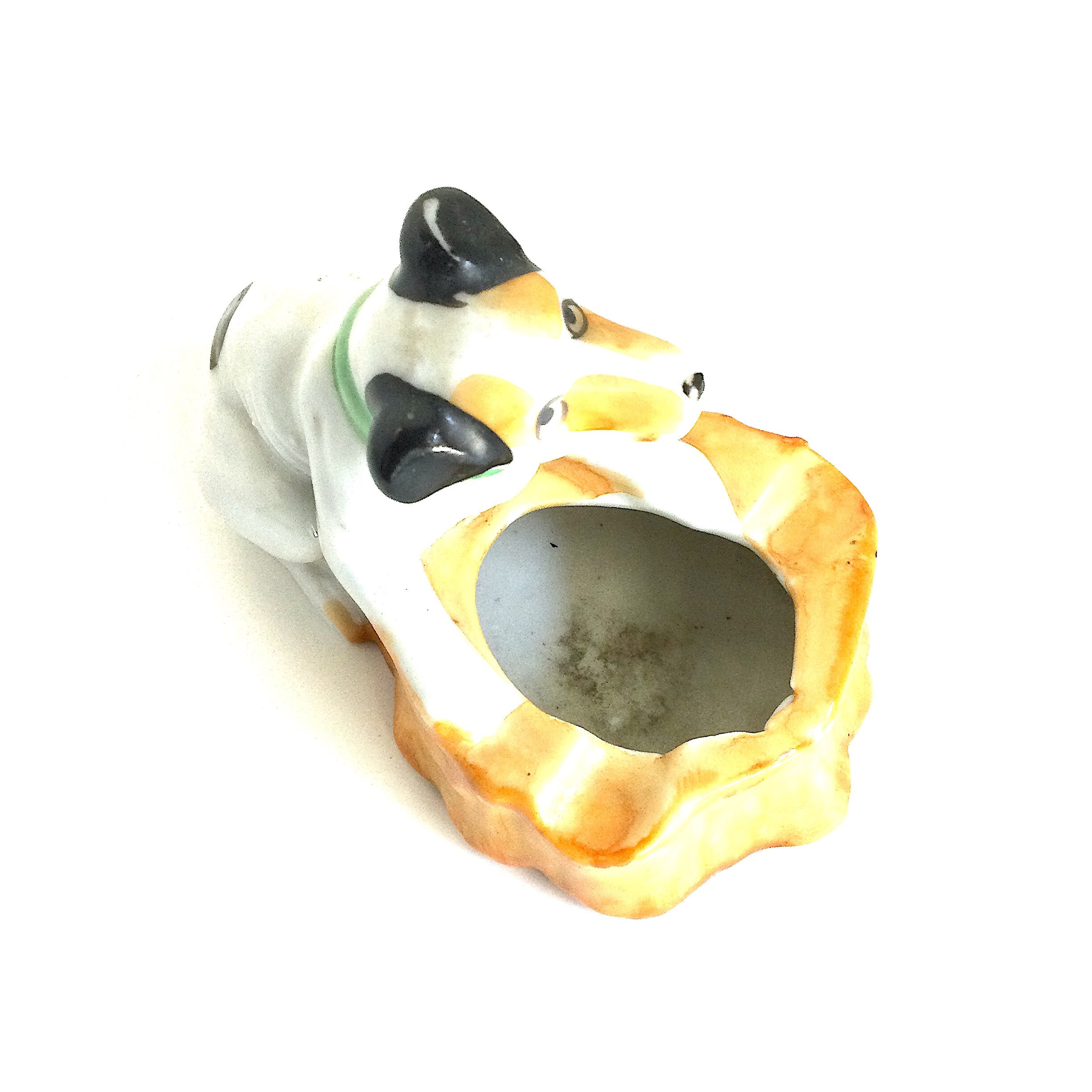 Little Ceramic Dog Ashtray / Little Dog Ashtray Made in Japan / Dog