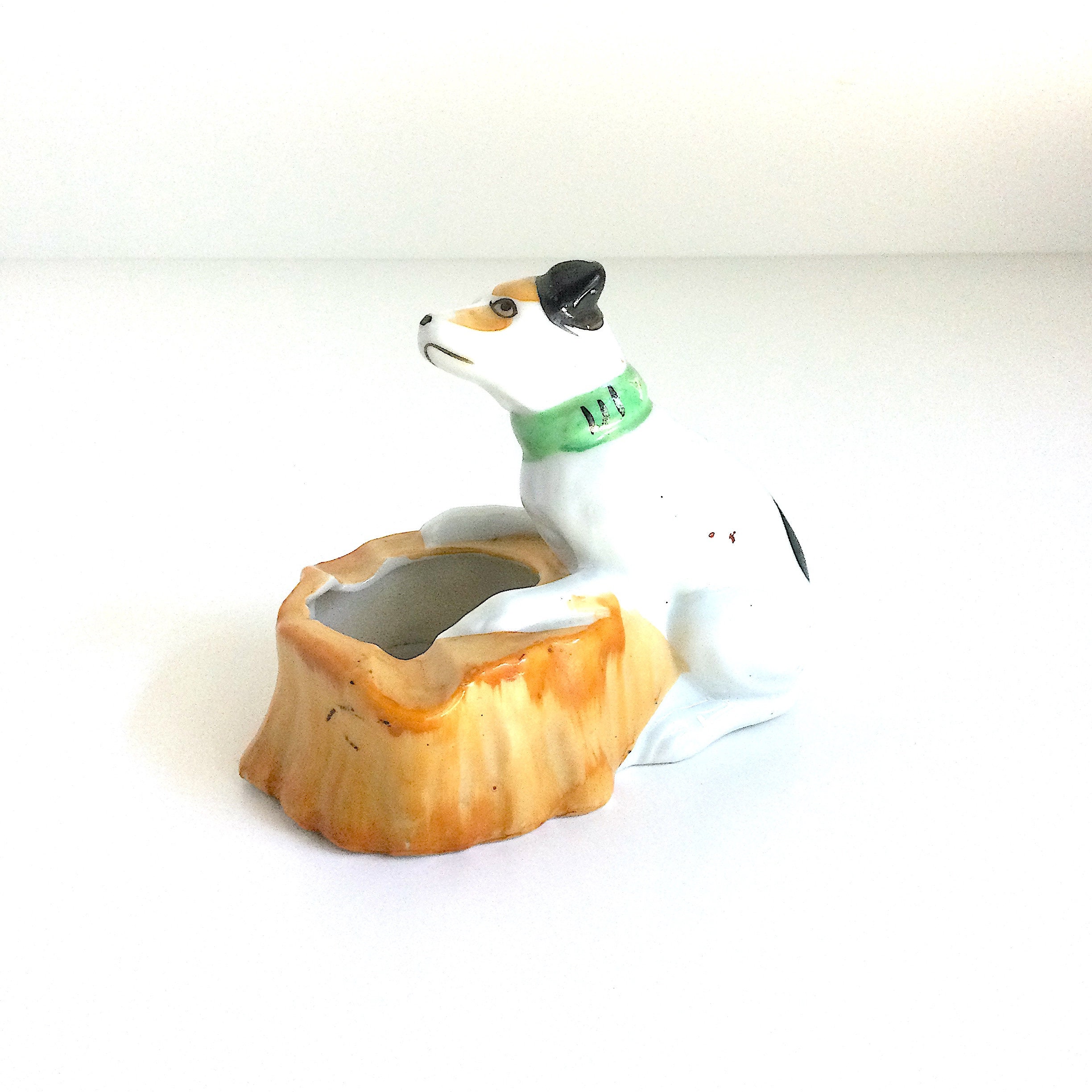 Little Ceramic Dog Ashtray / Little Dog Ashtray Made in Japan / Dog