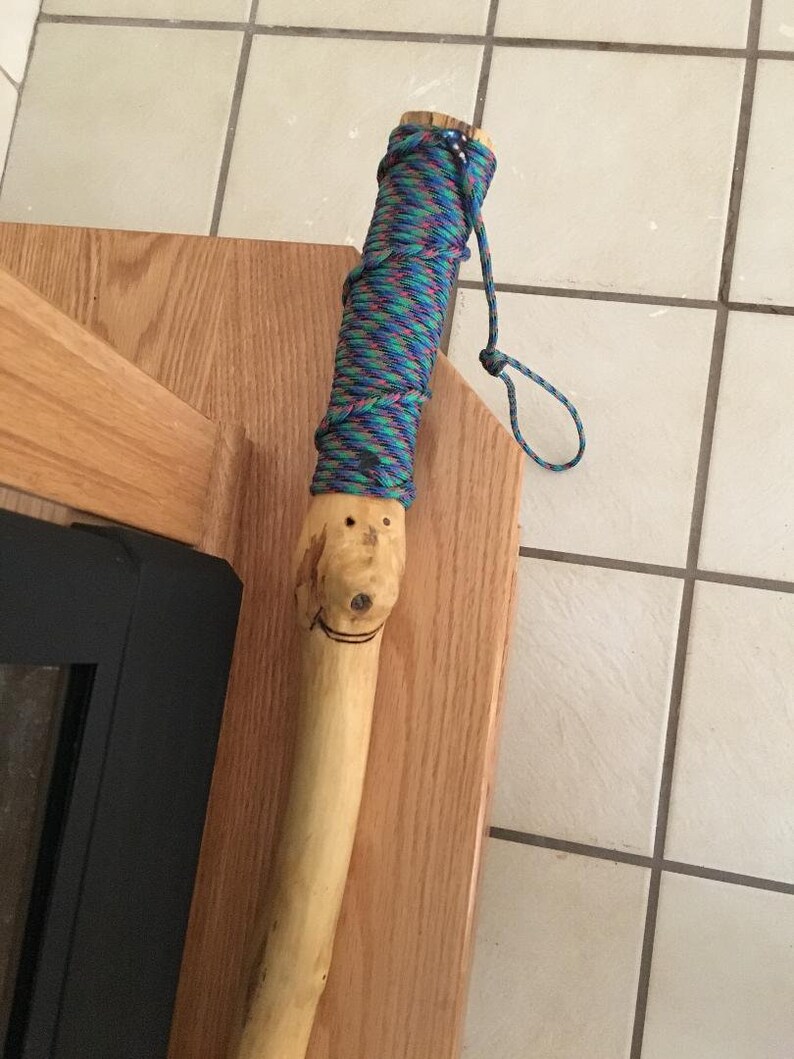 Walking Stick with Spiral Hitched Paracord woven handle with Etsy