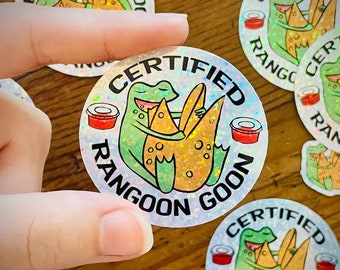 Holographic Crab Rangoon Goon Sticker - 2" vinyl laptop frog sticker with Rangoon
