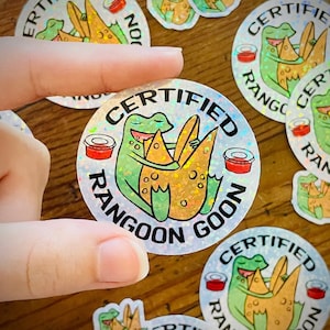 Holographic Crab Rangoon Goon Sticker - 2" vinyl laptop frog sticker with Rangoon