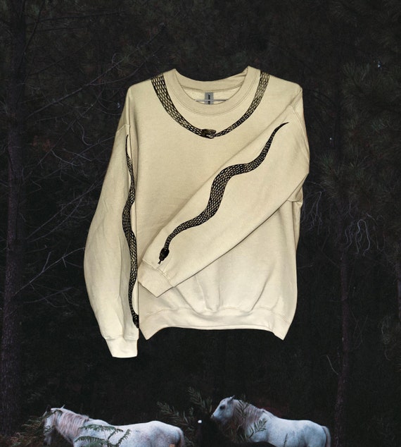 Snake Sweater- lino hand-printed ouroboros ball python unique pullover