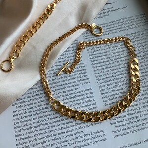Ketting link ketting-Chunky choker-gouden link ketting-verklaring ketting-gekoppelde choker ketting-Toggle halsketting-handgemaakte-H
