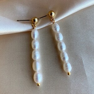 Pearl Earrings - Long Pearl Earrings - Freshwater Pearl Earrings - Wedding Earrings - Pearl Dangle Earrings - Statement Earring P
