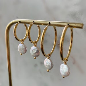 Perlen Creolen - Gold Creolen - Barock Perlen Ohrringe - Gold Creolen - Barock Perlen Ohrringe - Gold Creolen - Perlen Ohrringe Gold - Brautjungfern Ohrringe P