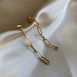 Chain Earrings Gold - Drop Earrings - Gold Link Earrings - Huggie Hoop Earrings- Gold Statement Earrings - Ear Cuff - Cuff & Wrap Earrings H