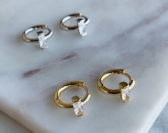 Sterling Silver Huggie Earrings – Small CZ Hoop Earrings