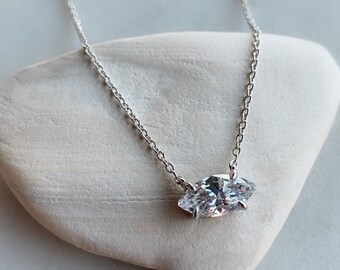 Dainty Necklace - Diamond Necklace - Tiny CZ Necklace - Charm Necklace - Layering Necklace - Silver CZ Necklace - Everyday Necklace 79