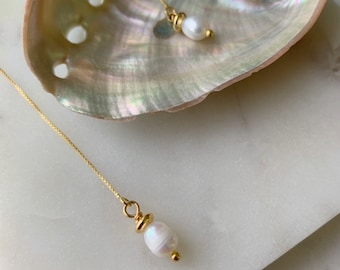 Baroque Pearl Threader Earrings - 14K Gold Plated Sterling Silver