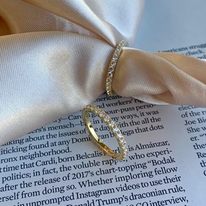 Dainty Diamond Stacking Eternity Ring - Gold CZ Stacking Ring - Gemstone Ring - Minimalist Ring - Wedding Delicate Ring - 14K Gold Ring