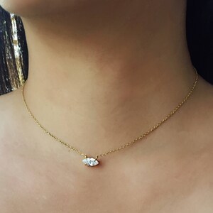 Minimalist Necklace - Gold Chain Necklace - Tiny Charm Necklace - CZ Necklace - Simple Necklace - Gold CZ Necklace - Gift for Her 78