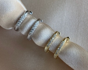 Sterling Silver CZ Hoop Earrings – Dainty Huggie Hoops