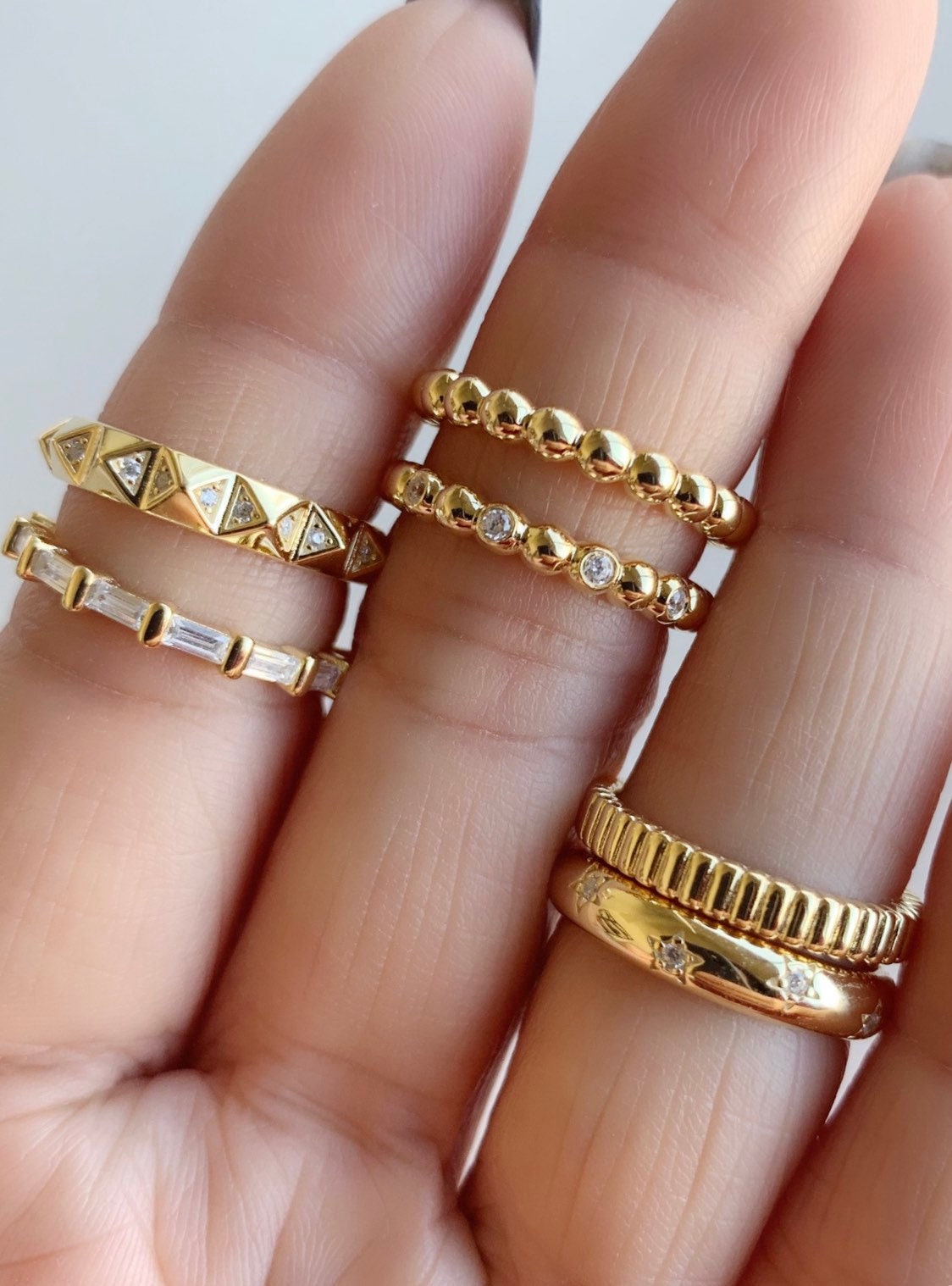 Dainty Cubic Zirconia Ring - 14K Gold Plated Sterling Silver - Etsy