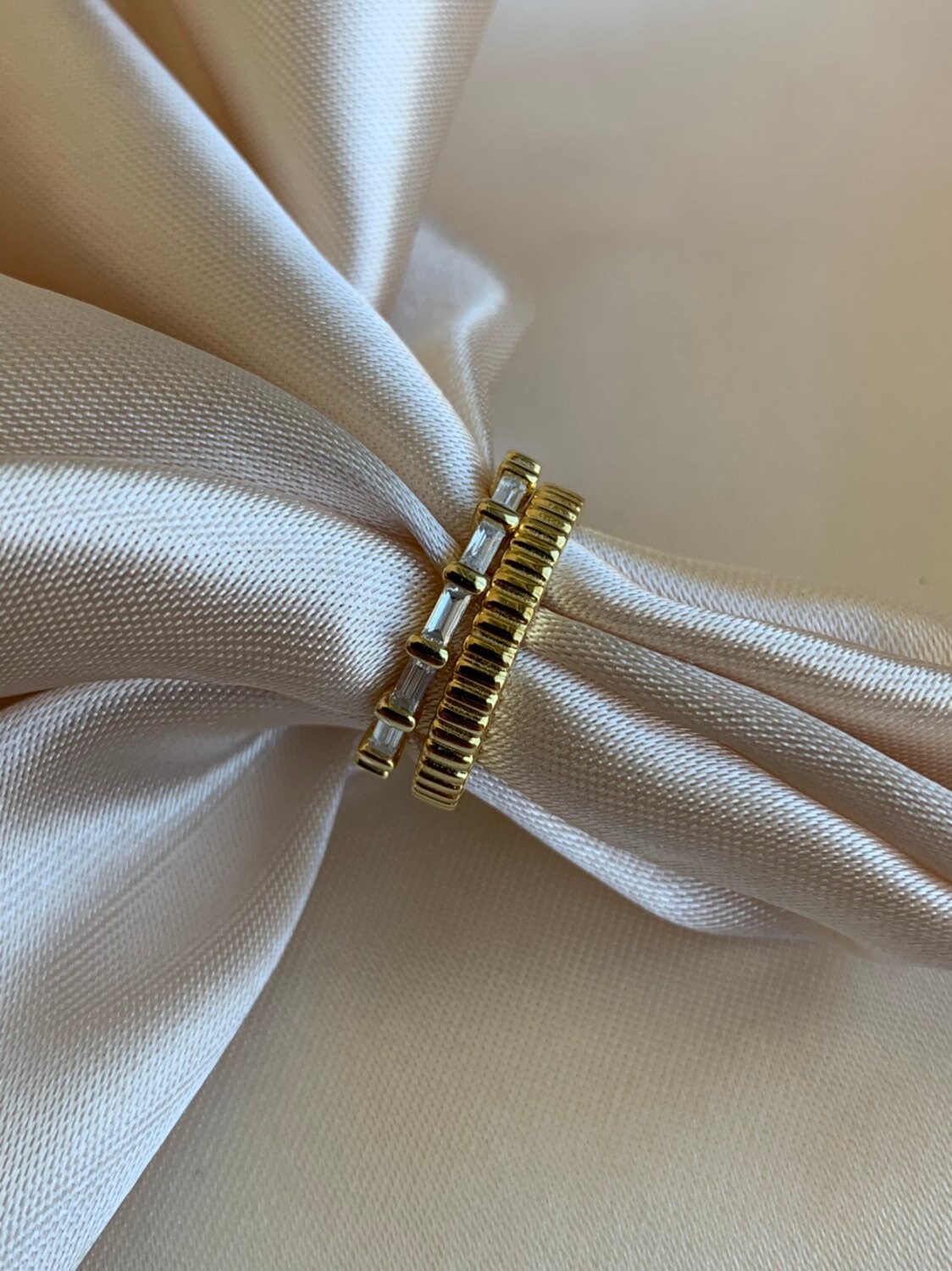 Dainty Cubic Zirconia Ring - 14K Gold Plated Sterling Silver - Etsy