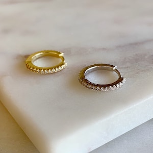 Dainty Hoop Earrings - Huggie Hoop Earrings - Silver Hoop Earrings - Cubic Zirconia Hoop Earrings - Minimalist Hoop Earrings 113