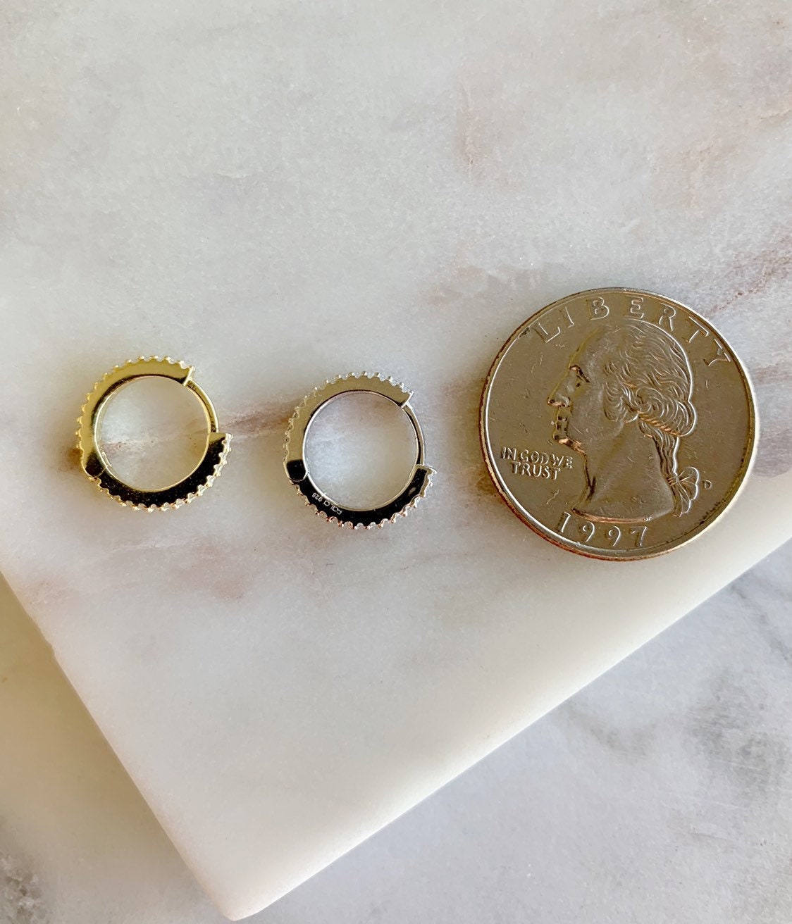 Orecchini Huggie Robusti In Argento Sterling 925 Placcato Oro - Foto 6