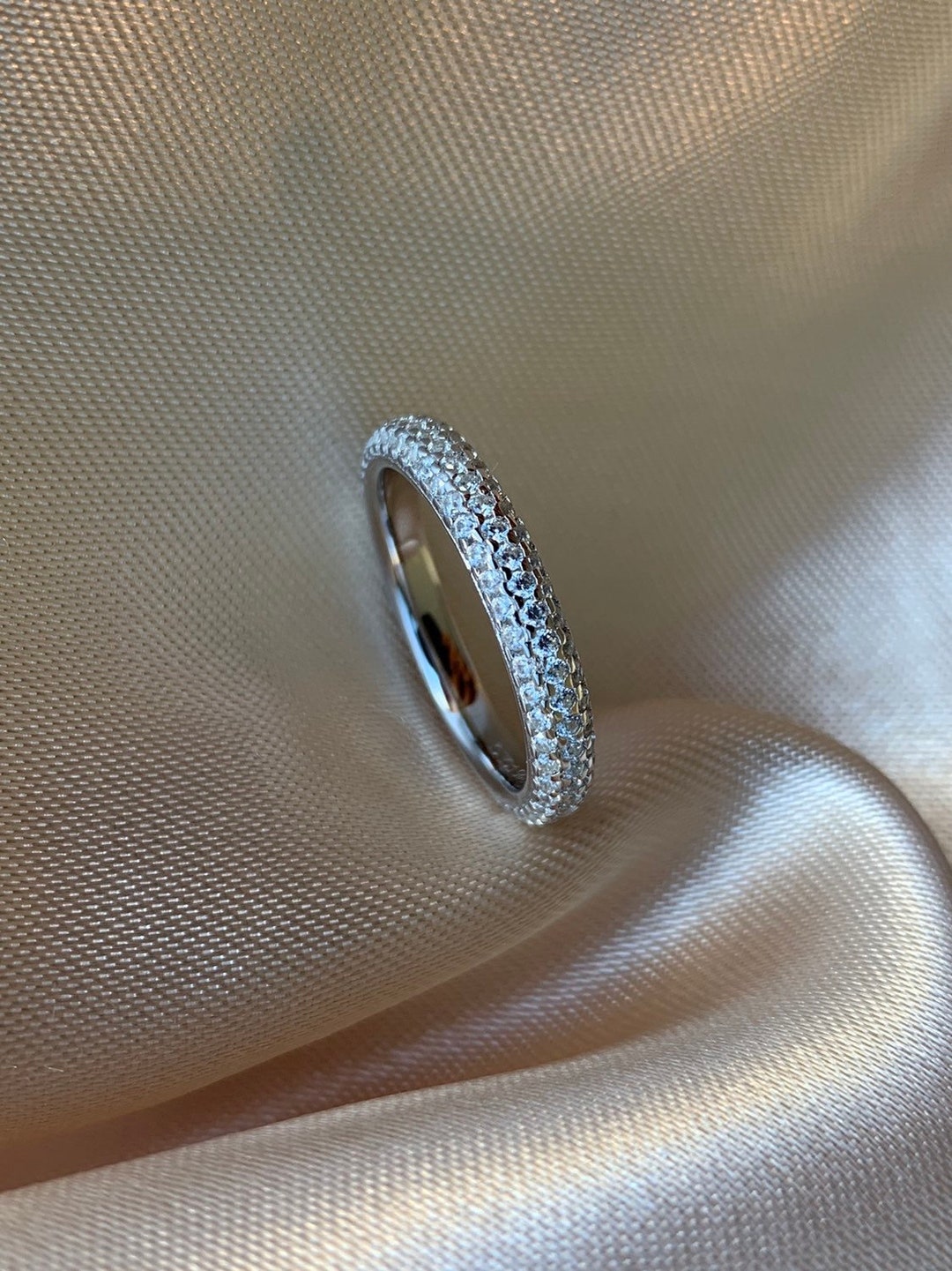 Sterling Silver Cubic Zirconia Ring - Dainty Stackable Band - Etsy