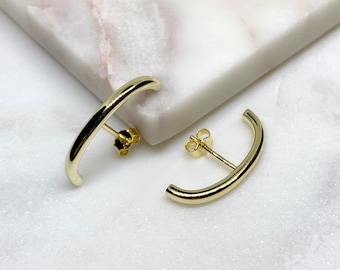Gold Suspender Earrings - Minimalist Huggie Earrings - Ear Jacket - Climber Hoop - Gold Statement Earrings - Bar Earrings - Ear Cuff 36A