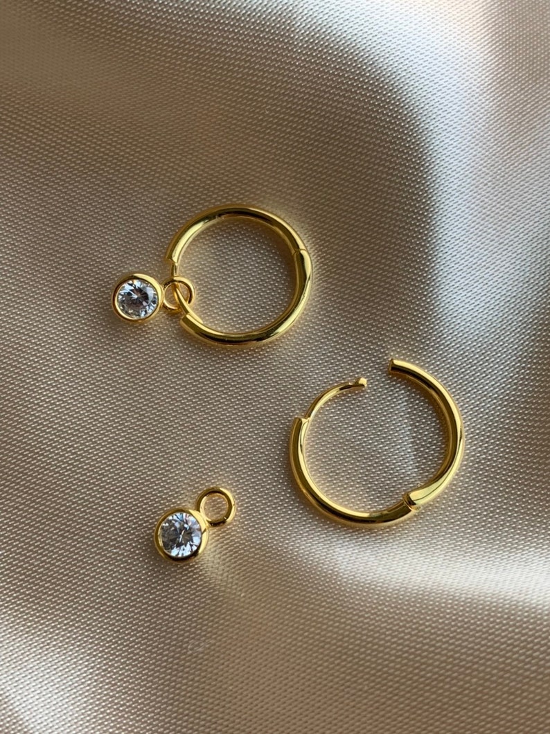 Hoop Earrings Charm Hoop Earrings Huggie Hoop Earrings Etsy