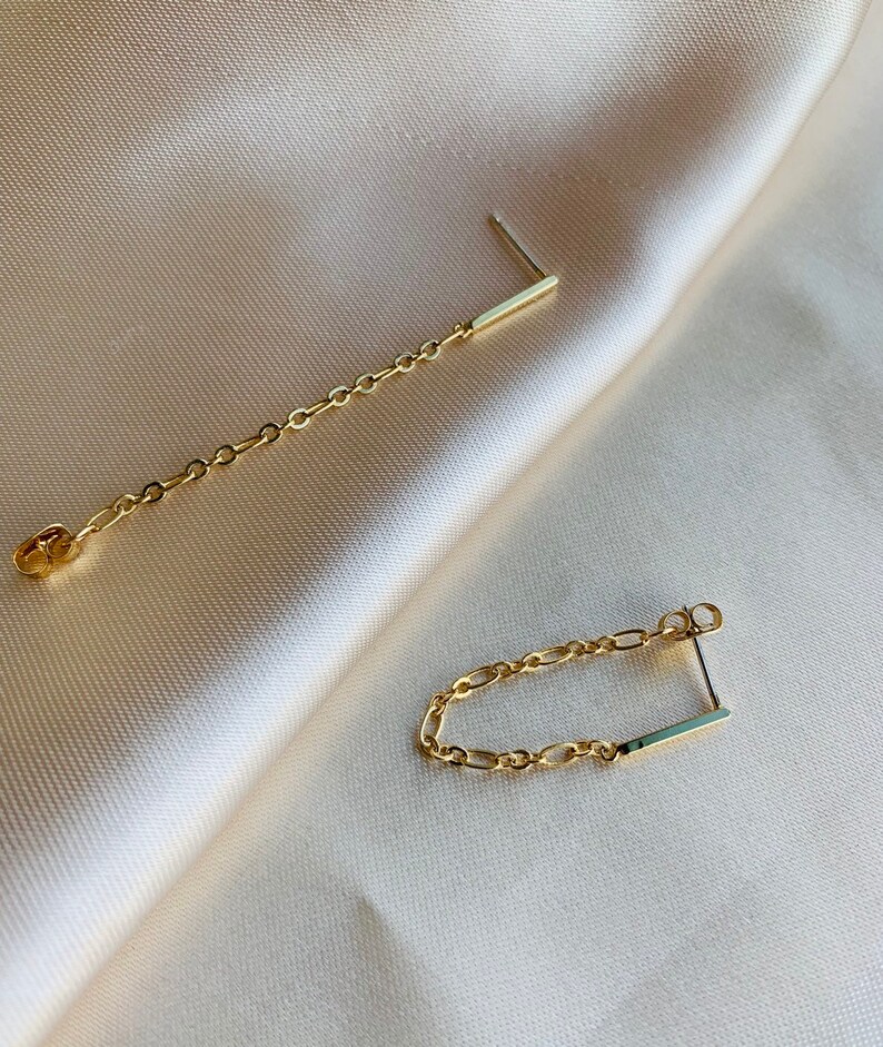 Chain Loop Earrings Gold Chain Earrings Minimalist Etsy
