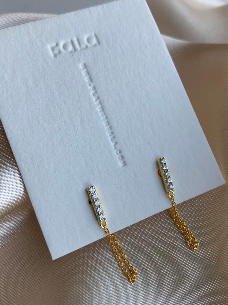 Elli Orecchini A Perno Donna: Geo Basic Con Catena E Tondino, In Argento 925, Design Moderno E Minimal - 4
