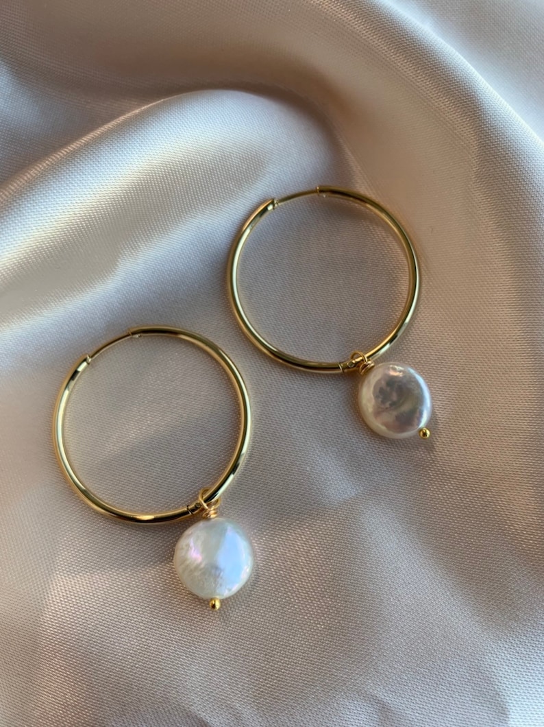 Pearl Hoop Earrings Pearl Hoops Gold Hoops Baroque Pearl Etsy Australia