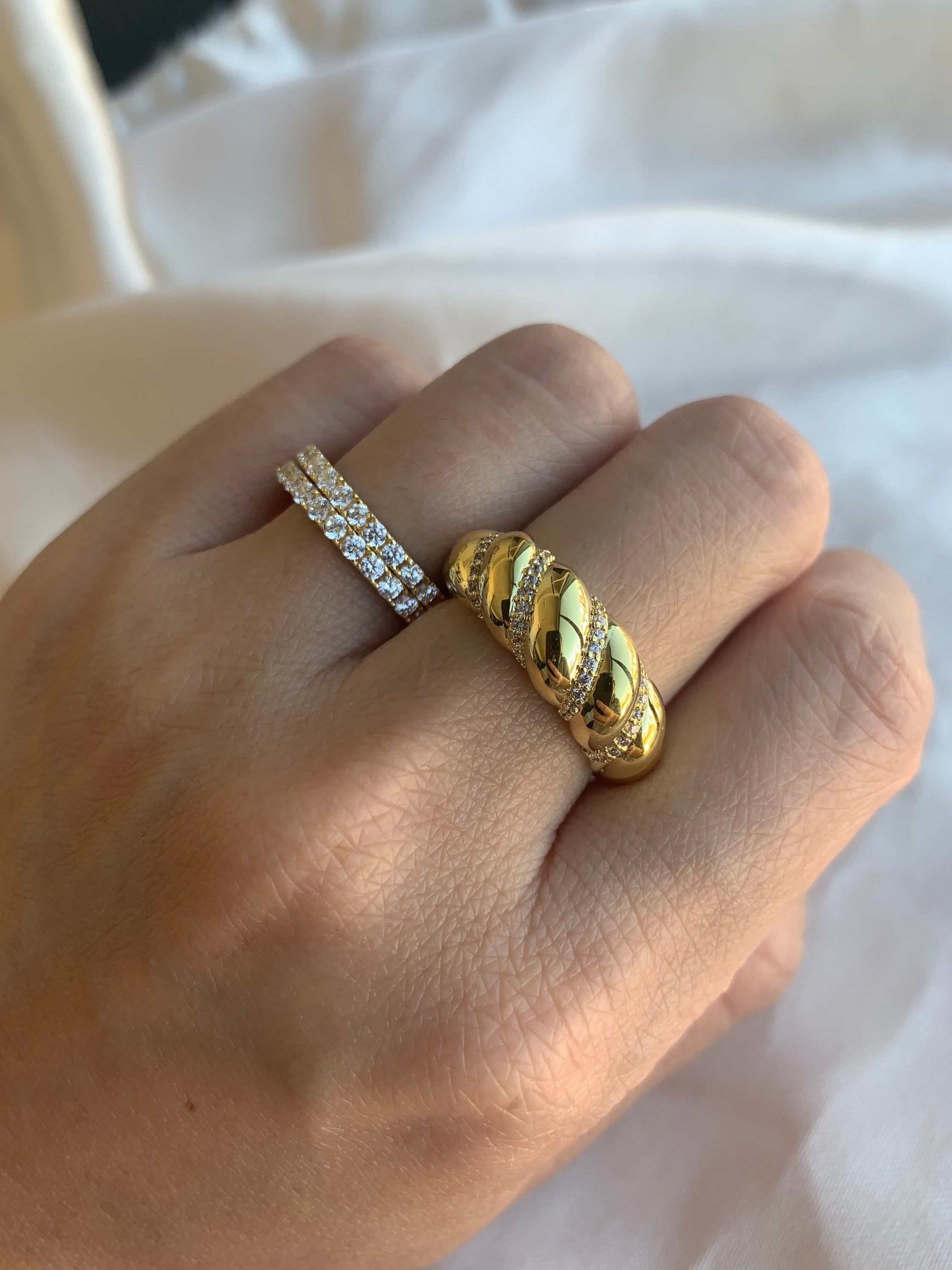 Gold Croissant Ring - Chunky Dome Ring, Sterling Silver - Etsy