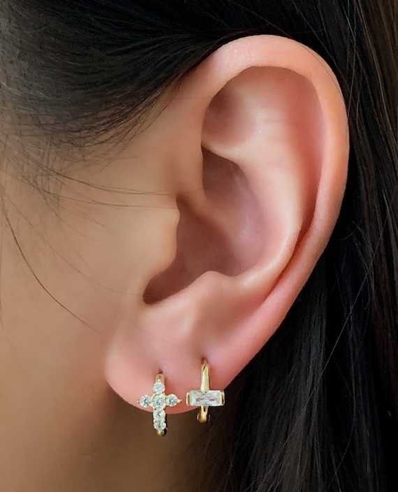 Tiny hoop earrings shop for second hole