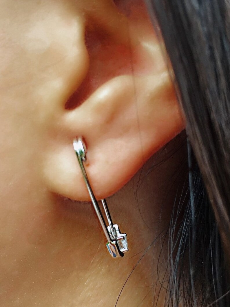 Safety Pin Earrings Modern Earrings Safety Pins Punk Etsy