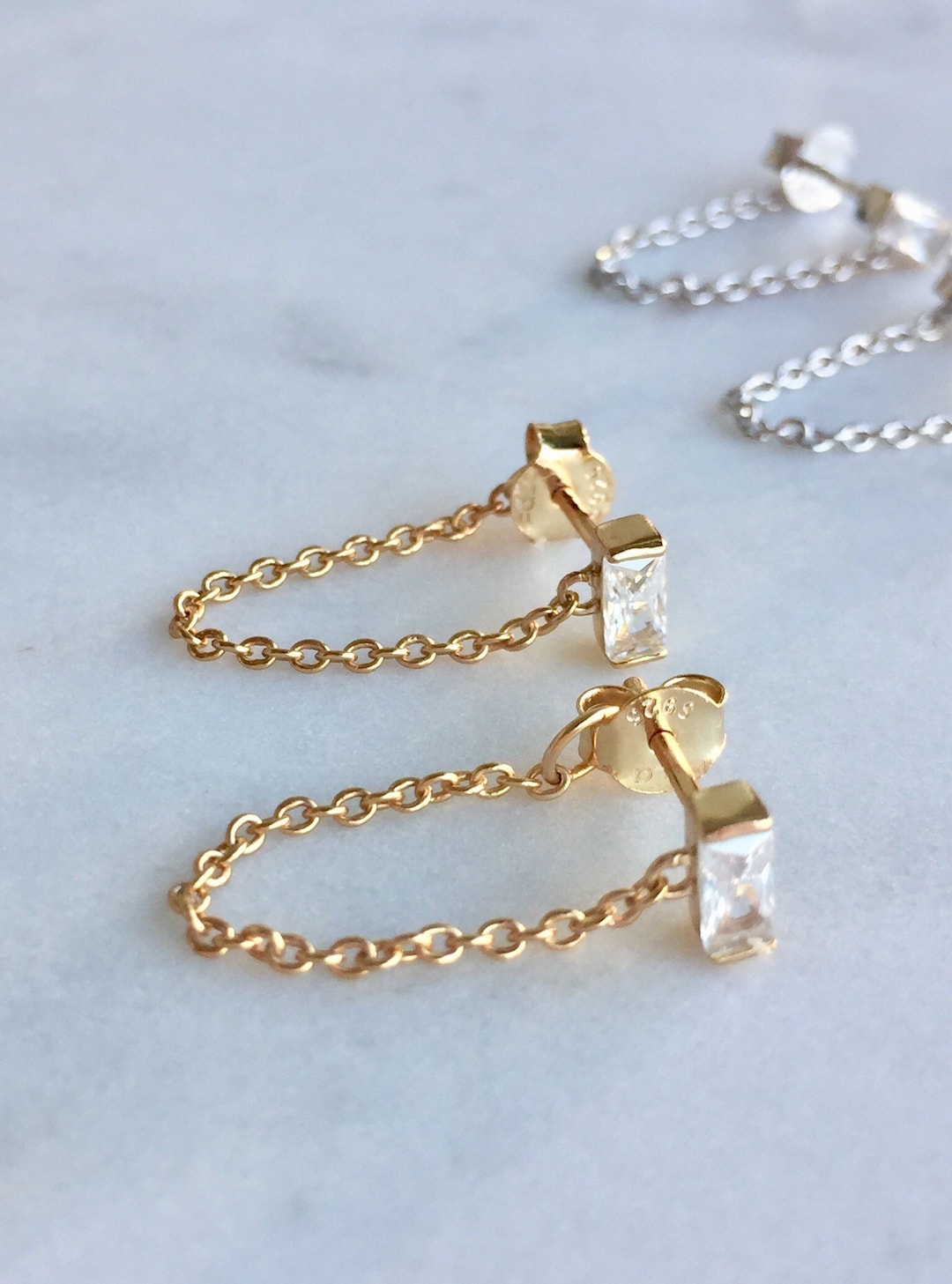 Chain Earrings Chain Stud Earrings Chain Loop Earrings Dangle Earrings