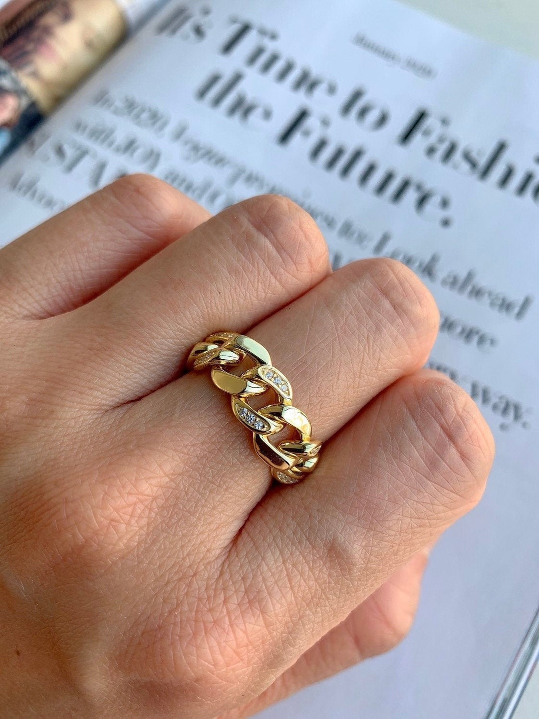 Cuban link clearance ring gold