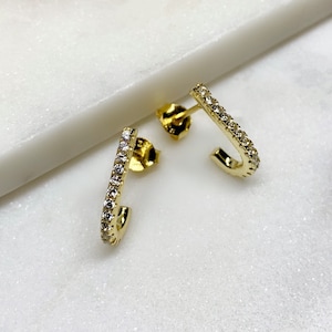 Suspender Earrings Gold - Huggie Hoop Earrings - Gold Ear Jackets - Climber Hoops - Gold Statement Earrings - Gold Huggie Earrings 99