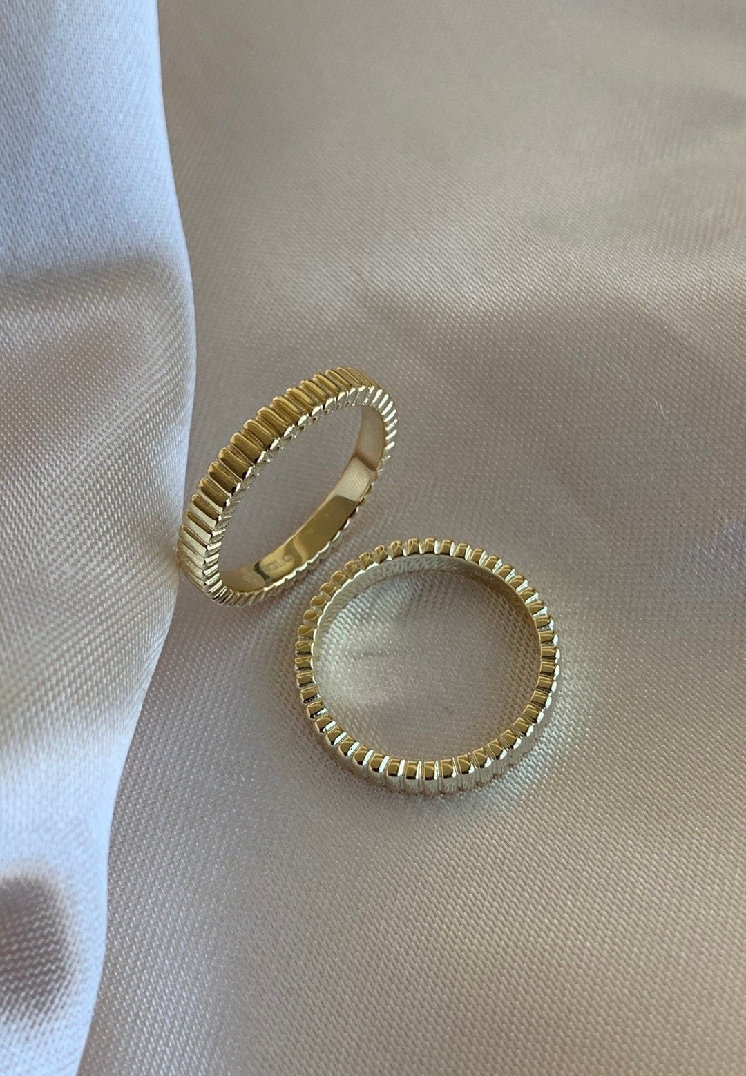 14K Gold Plated Sterling Silver Ring – Stackable Dainty Band - Etsy