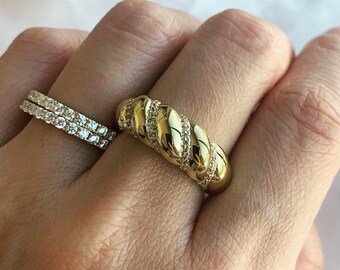 Gold Croissant Ring - Chunky Dome Ring, Sterling Silver