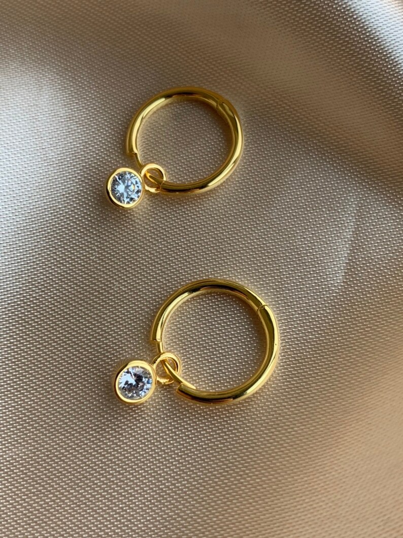 Hoop Earrings Charm Hoop Earrings Huggie Hoop Earrings Etsy